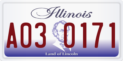 IL license plate A030171