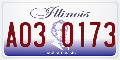 IL license plate A030173