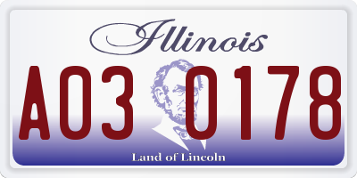 IL license plate A030178