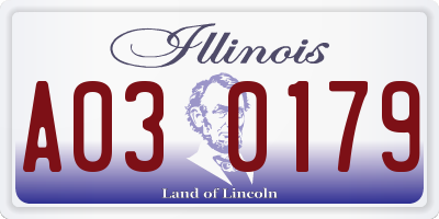 IL license plate A030179