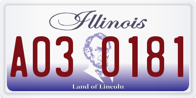 IL license plate A030181