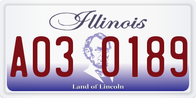 IL license plate A030189