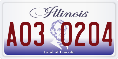 IL license plate A030204