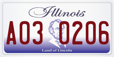 IL license plate A030206
