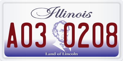 IL license plate A030208