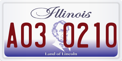 IL license plate A030210