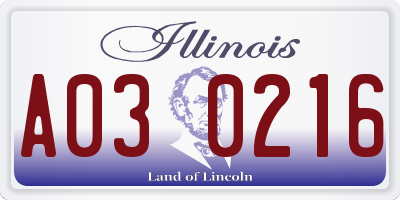 IL license plate A030216