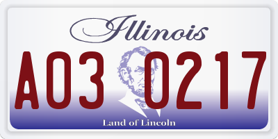 IL license plate A030217