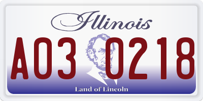 IL license plate A030218