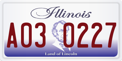 IL license plate A030227