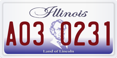 IL license plate A030231