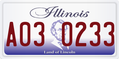 IL license plate A030233