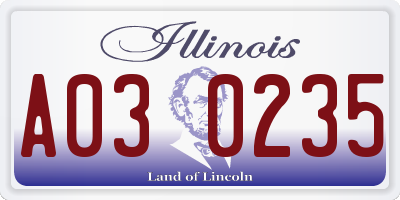IL license plate A030235