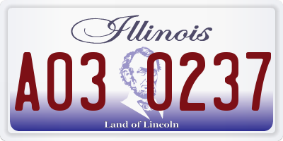 IL license plate A030237