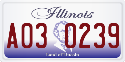 IL license plate A030239
