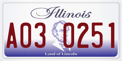 IL license plate A030251