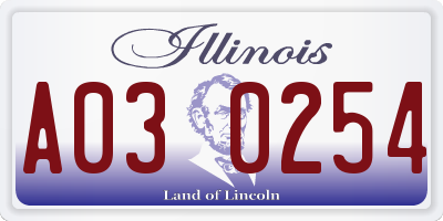 IL license plate A030254