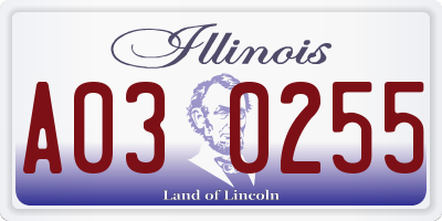 IL license plate A030255