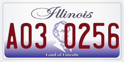 IL license plate A030256
