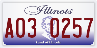 IL license plate A030257