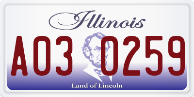 IL license plate A030259