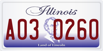 IL license plate A030260