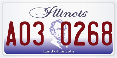 IL license plate A030268