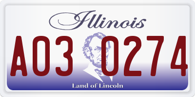 IL license plate A030274