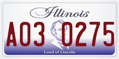 IL license plate A030275