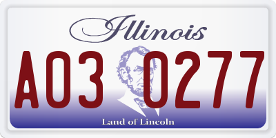IL license plate A030277