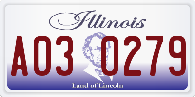 IL license plate A030279