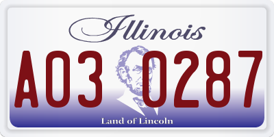 IL license plate A030287