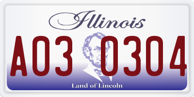 IL license plate A030304