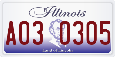 IL license plate A030305