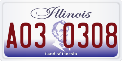 IL license plate A030308