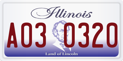 IL license plate A030320