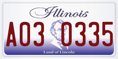 IL license plate A030335