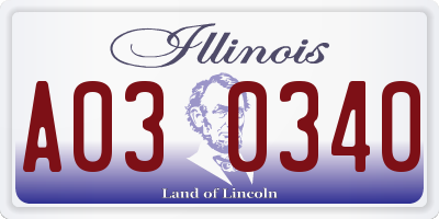 IL license plate A030340