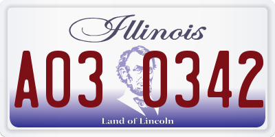 IL license plate A030342