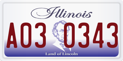 IL license plate A030343