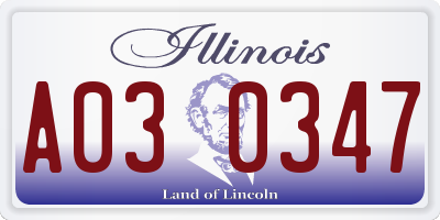 IL license plate A030347