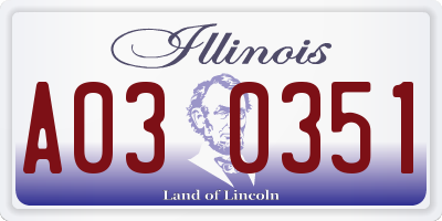 IL license plate A030351