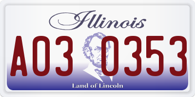 IL license plate A030353