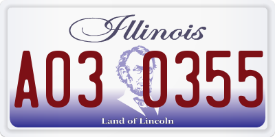 IL license plate A030355