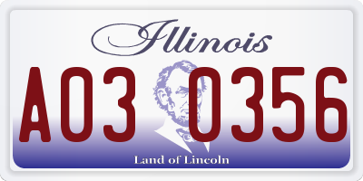 IL license plate A030356