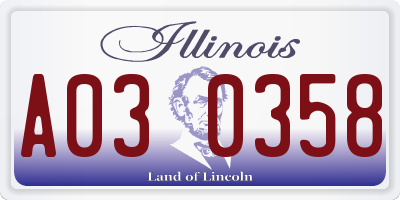 IL license plate A030358