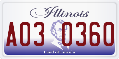 IL license plate A030360