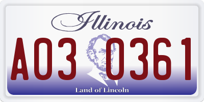 IL license plate A030361