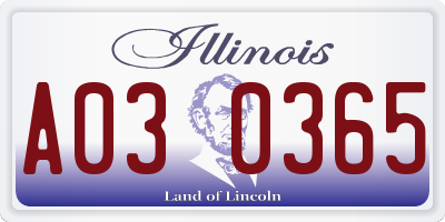 IL license plate A030365