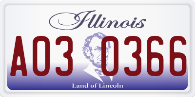 IL license plate A030366
